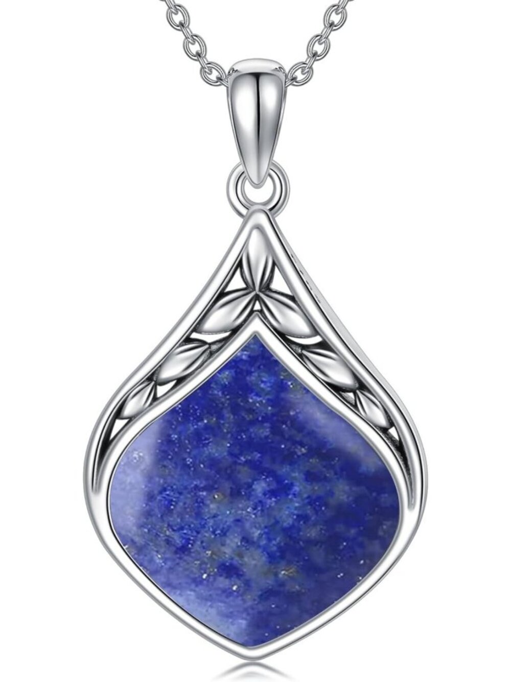 Vintage Teardrop Necklace 925 Sterling Silver Natural Gemstone Pendant - Perfect